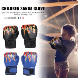 Luva protetora de couro Kickboxing para crianças, treinamento de perfuração, suprimentos esportivos Sanda, luvas de boxe para crianças, 3-12 anos - Image 2