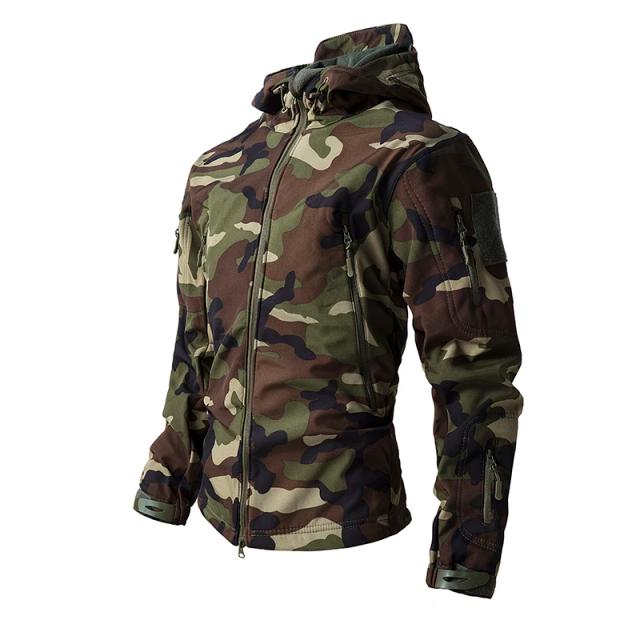 Terno Masculino de Montanhismo à Prova de Vento com Capuz - Jaqueta Macia e Camuflada para Lazer ao Ar Livre na Primavera e Outono