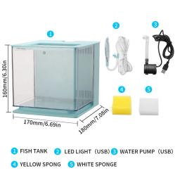 LED Aquário Luz Com USB Embutido, Bomba De Água, Descarga De Poluição Dupla, Economia De Energia, Pequeno Tanque De Peixes - Image 3