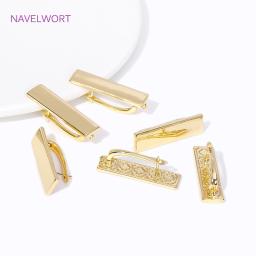 18K banhado a ouro retângulo brinco fecho ganchos, prendedores de metal, brinco DIY fazendo acessórios, prendedores na moda, Leverback - Image 3
