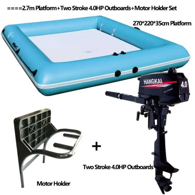 Barco Inflável Multi Pessoa Quadrado para Pesca e Lazer - Plataforma Flutuante Luya Pontoon Houseboats Ampla e Versátil