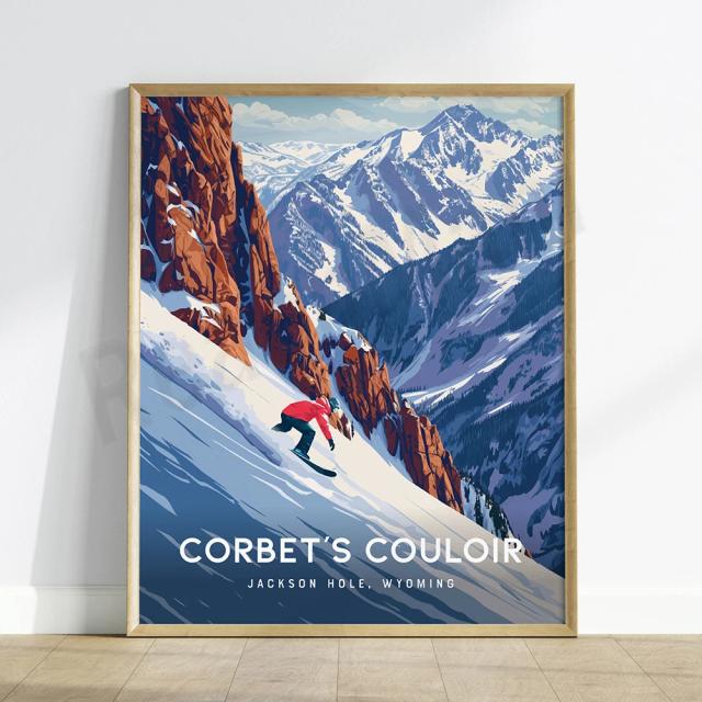 Corbett Gulch Montana Colorado Aspen Mountain Landscape Ski and Snowboard Poster Lone Peak Ski Resort