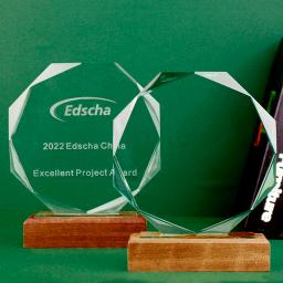 Troféu De Cristal Octagon Criativo, Base De Madeira Maciça, Lembrança De Vidro, Gravura Livre, Excelente Employee Sales, Champion Awards - Image 2