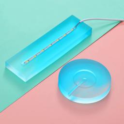 Molde de silicone para luzes led base de exibição redonda bases quadradas com luz usb diy artesanato kit para resina vidro cristal arte - Image 6