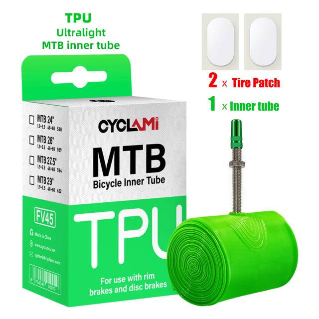CYCLLAMI Ultraleve MTB Inner Tube 26 27.5 29 Polegadas Bike TPU Pneu 45mm Metal Presta Anti-Oxidação