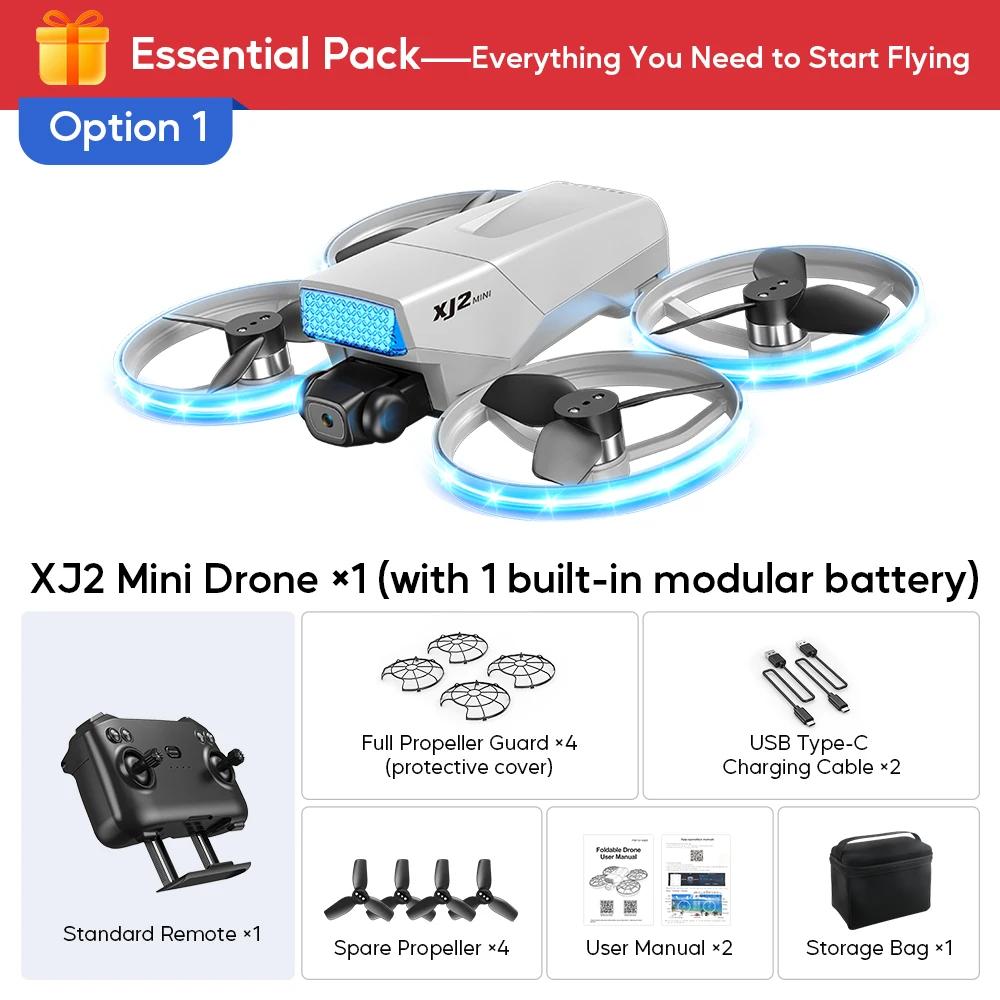 AXNEN XJ2 Mini Drone com Câmera HD Dupla FPV, Quadricóptero Dobrável RC para Crianças Adolescentes Iniciantes, Motor Brushless, Altitude Hold, Decolagem com Um Toque, Presente Ideal com Protetor - Image 1