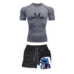 Fato de treino de compressão anime masculino, ginásio Sportswear, Fitness Running Set, Athletic Wear Camisetas, Shorts Performance Verão - Image 5