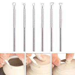 Ferramentas De Escultura De Argila Para Adultos, Ferramentas De Detalhe Leve Para Artesanato De Argila, Ferramenta De Raspagem De Cerâmica Profissional, Metal, 6Pcs - Image 3