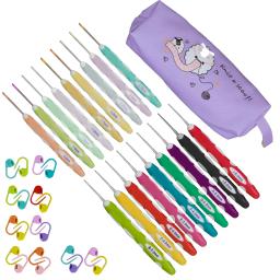 Agulhas de crochê ergonômicas, 18 tamanhos Crochet Kit, Agulhas de tricô portáteis, 0.8mm-6mm - Image 1