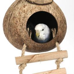 Papagaio natural casca de coco ninho de pássaro esconderijo casa playpen suprimentos para hamster cobaias aves casas habitats - Image 6