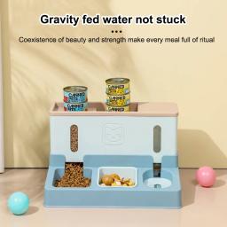 Alimentador de animais de estimação automático para gato e cachorro, tigela de alimentação 3-em 1, tigela dupla de água potável, suporte levantado, tigelas para animais de estimação - Image 3