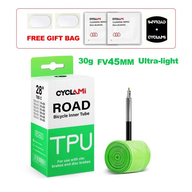 CYCLAMI Tubo Interno de Bicicleta Ultraleve TPU 700C 18-32mm Válvula Francesa 45/65/85mm