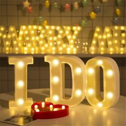 Letras decorativas do alfabeto Luzes LED, lâmpada luminosa, luz noturna da bateria, festa, casamento, decoração do quarto - Image 2