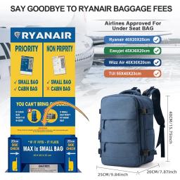 Mochila de viagem avião de curta distância ryanair cabine saco 40x20x25 mochila das mulheres dos homens lazer escola bolsa para portátil bagagem de mão - Image 2