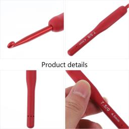Alumínio Knitting Needles com agulha, Red Silicone Crochet Hook Tool, Além de ganchos, 9 pcs, 14XZ136cm - Image 5