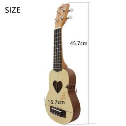 IRIN-Ukulele 4 cordas para crianças, mini guitarra havaiana, coração em forma, instrumentos musicais de cordas, presentes, 17" - Image 2