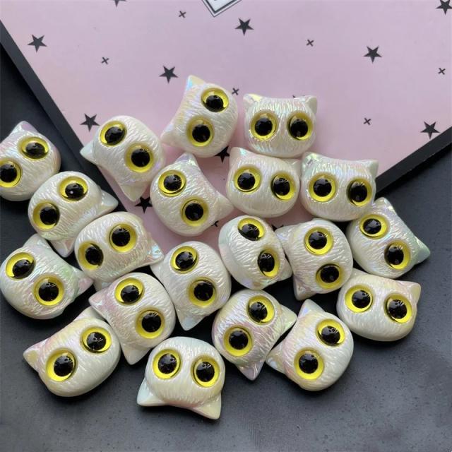Kit de Contas de Acrílico para Jóias Artesanais: 10 peças de Coruja de Olhos Grandes para Colares e Pulseiras DIY