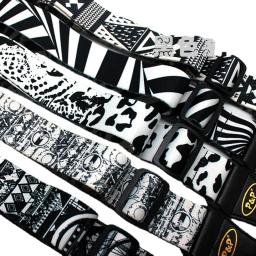 Correia ajustável de guitarra impressa, série preto e branco, acessórios para acústico popular, elétrico, baixo, ukulele, novo - Image 1