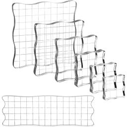 Ferramentas De Estampagem De Acrílico Blocos Conjunto Com Grade, Blocos De Selo Claro, Artesanato De Scrapbooking, Cartões De Agenda Livro, 7 Pcs - Image 1