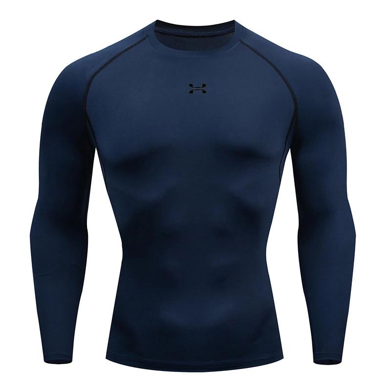 Homens e mulheres manga longa compressão treino, correndo t-shirt, jogging esporte camisola, Fast Dry Fitness Tees, Gym Tops - Image 1