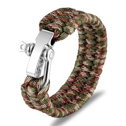 Pulseira de Sobrevivência Trançada de Emergência para Homens e Mulheres Fivela de Aço Inoxidável Paracord Ajustável Pulseira ao ar livre - Image 4