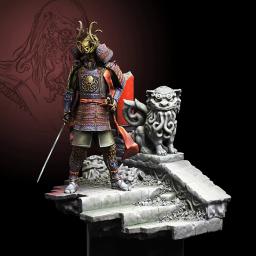1/24 antigo samurai cavaleiro guerreiro soldado suporte resina figura modelo kits miniatura gk unassembly sem pintura - Image 1