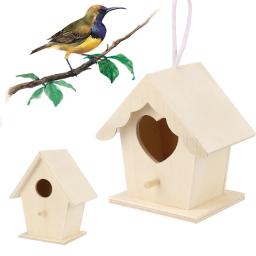 Mini Gaiola De Pendurado De Madeira, Birdhouse Ao Ar Livre, Gaiolas De Jardim, Decoração De Quintal Em Casa, Produtos De Pássaro, Ninho De Papagaio - Image 1
