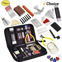 Guitar Carry Bag e Ferramentas de Reparação, Guitar Tool Kit, Cordas Ação Régua, Luthier Arquivo, Ponte Pins, Ukulele, 14Pcs, 57Pcs, 74Pcs - Image 2