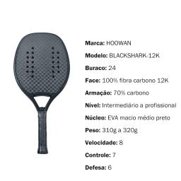 Raquete De Beach Tennis HOOWAN Blackshark Profissional Beach Tennis Racket De Praia 22mm Superfície Áspera com Capa - Image 4