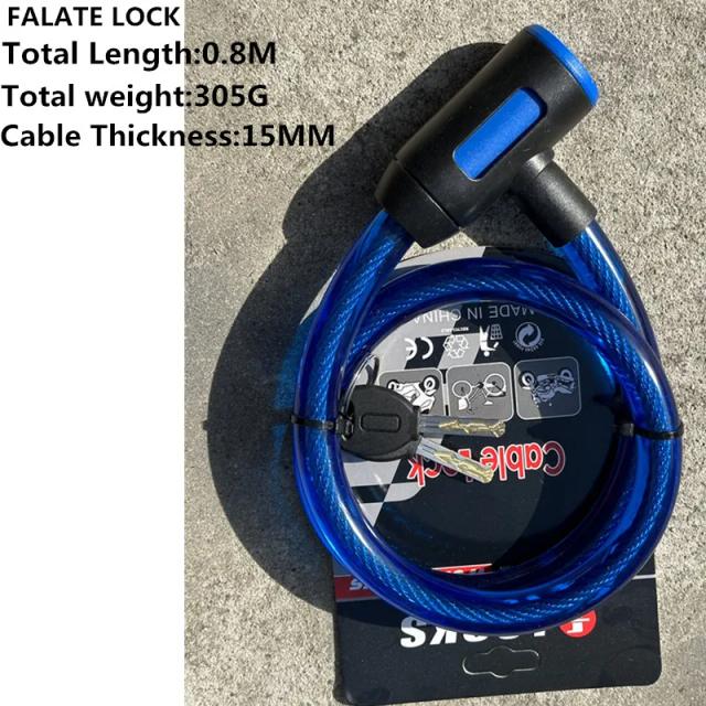Cadeado de Segurança em Aço para Bicicletas e Scooters Elétricas - Cabo de Bloqueio de 0,8 m para MTB e Bicicletas de Estrada