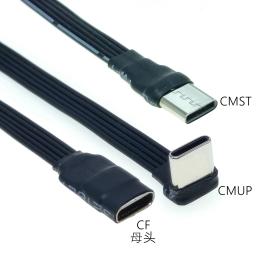 5CM-100CM Flat Elbow USB-C Tipo C Up/Down 90 ° Data Load PD Cabo Esquerda e Direita USB C cabo de dados universal para telefones Android - Image 2
