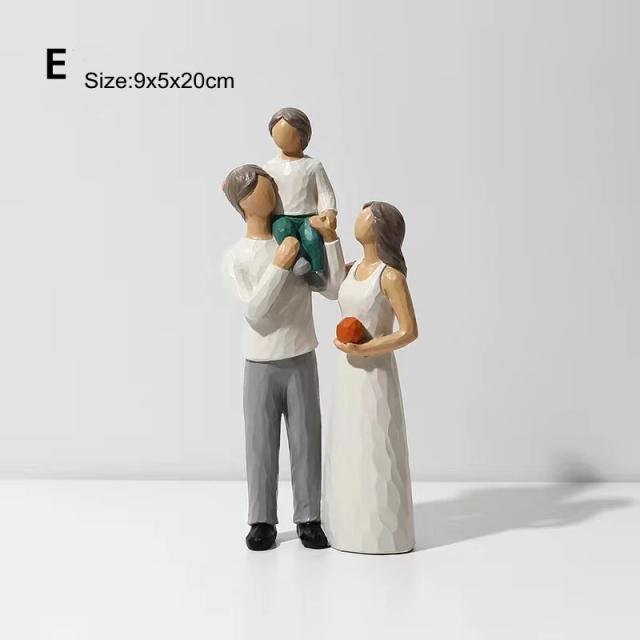 Estátua de resina decorativa para casa: figura de pessoas como ornamento familiar e presente ideal para interiores