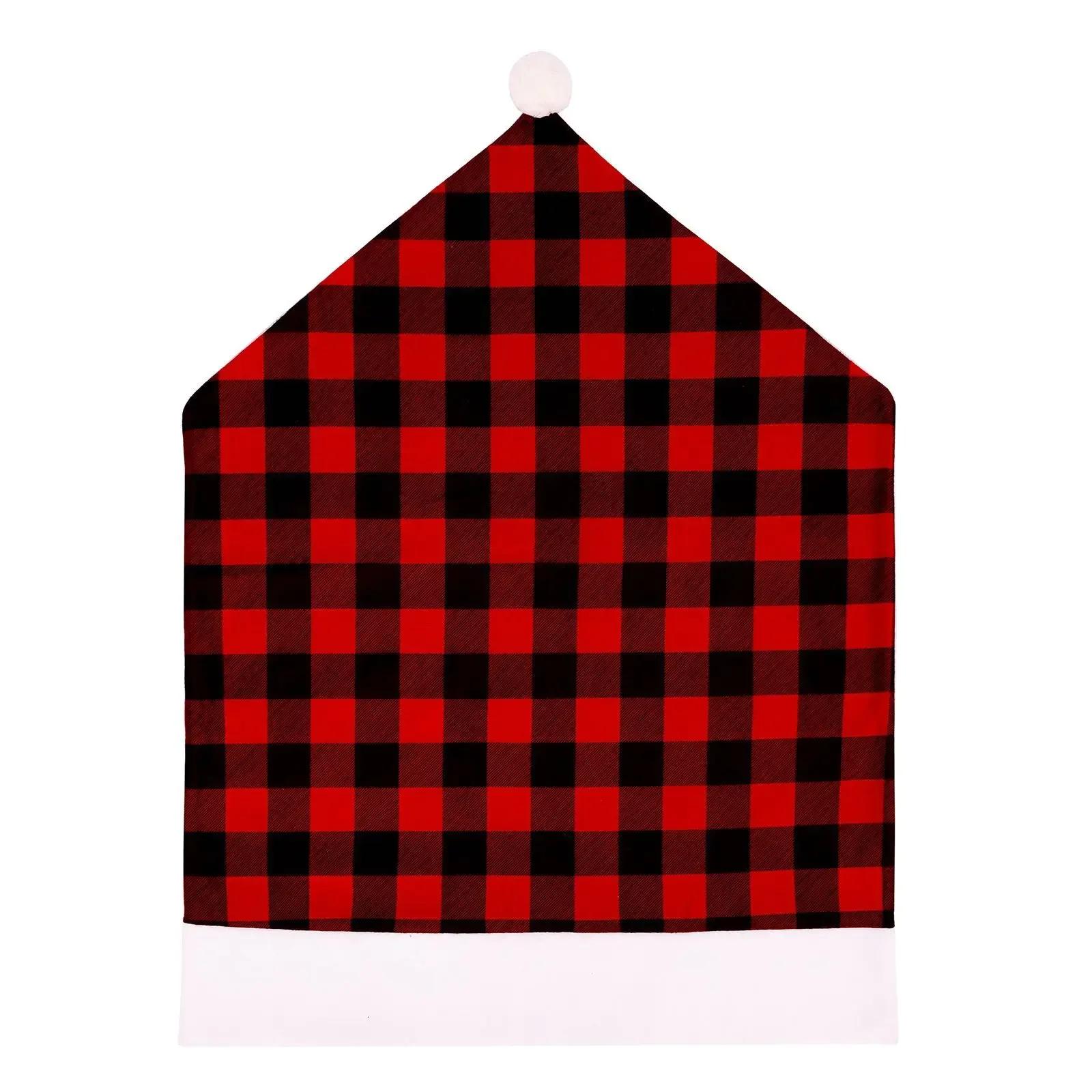 Festa de Natal Cadeira De Jantar Capas De Assento, Xadrez Voltar Slipcovers, Fezes Set, Home Kitchen Holiday Ornaments Decor - Image 1