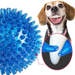 Brinquedo bola do cão Pet Mordida Resistência Squeaky Cuidados dentários Limpeza dos dentes Soando Bola Dog Thorn Interativo Burr Bolas Suprimentos - Image 3