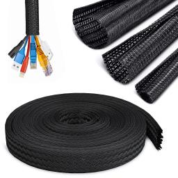 Manga expansível de 1/3m, autofechada, trançada, pet, isolamento de cabo, meia, tubo, tear dividido para organizador de linha de tubulação, proteção de envoltório de fio - Image 1