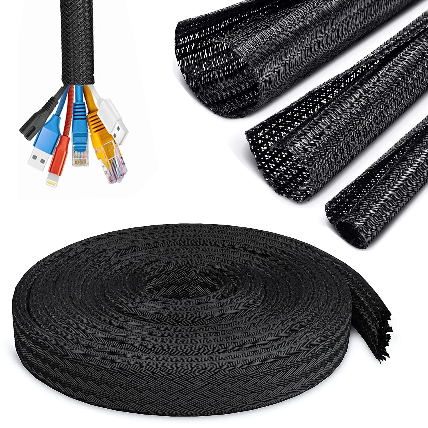 Manga expansível de 1/3m, autofechada, trançada, pet, isolamento de cabo, meia, tubo, tear dividido para organizador de linha de tubulação, proteção de envoltório de fio - Image 1
