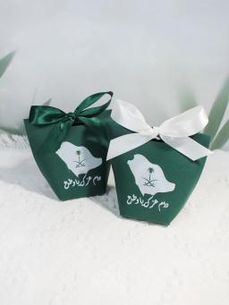 Embalagem de presente do dia nacional saudita com caixa verde, fita branca, design de mapa, 20 pcs, 50 pcs, 100pcs - Image 3