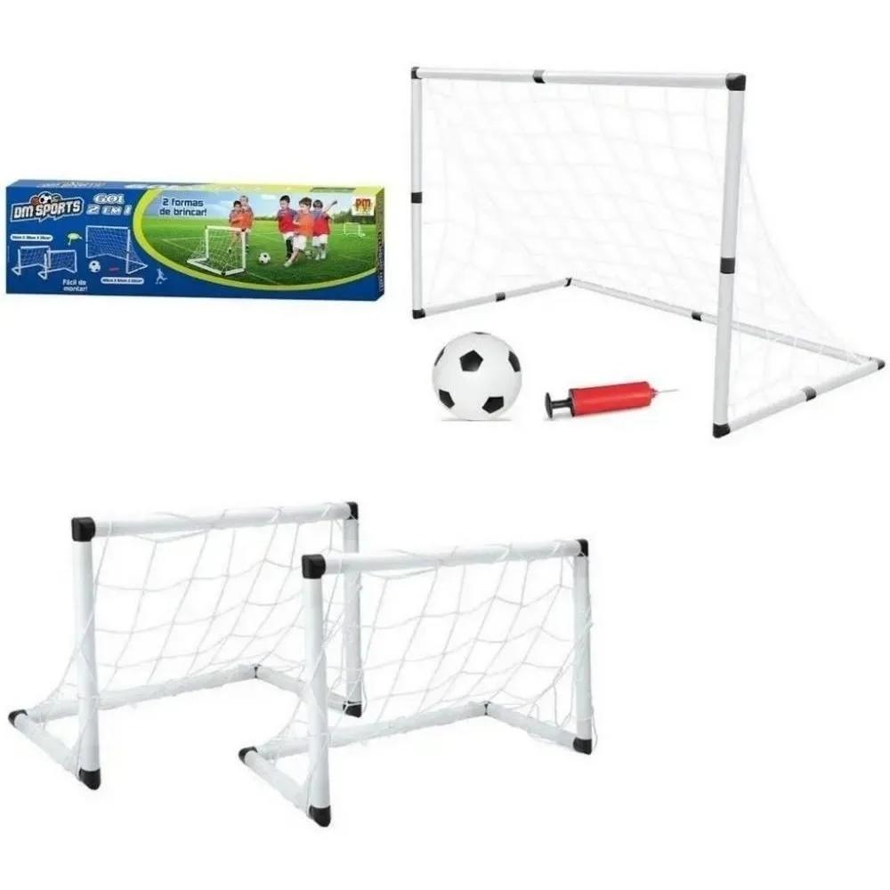 Trave Gol 2x1 Mini Futebol Infantil com Bola e Bomba Dm Toys DMT5937 - Image 1