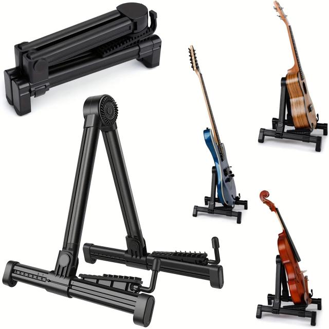 Suporte Antiderrapante e Dobrável para Guitarra Elétrica e Acústica, Banjo, Baixo e Ukulele