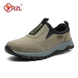 YRZL-Sapatos de caminhada antiderrapantes para homens, tênis ao ar livre, slip-on, couro de camurça respirável, calçado de caminhada - Image 2