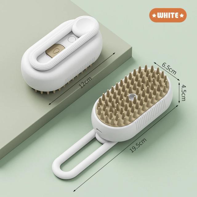Escova a Vapor 3 em 1 para Pets: Limpeza, Massagem e Depilação com Silicone Macio para Cães e Gatos