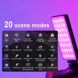 Luz LED de bolso RGB para vídeo ao vivo, braçadeira embutida para suporte do telefone, adaptador de sapata fria, 3000K-9900K, bateria 1500mAh, M16, 5W - Image 5