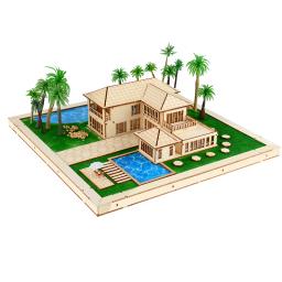 Pré-fabricada Casa de jardim ao ar livre com artesanato de madeira, construção em miniatura, Villa Farm, maquete DIY, Diorama Cenário, Escala 1:200 - Image 1