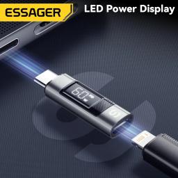 Essager tipo c para iluminação otg adaptador display digital de carregamento rápido tipo-c fêmea para relâmpago conector macho para iphone 15 14 - Image 3