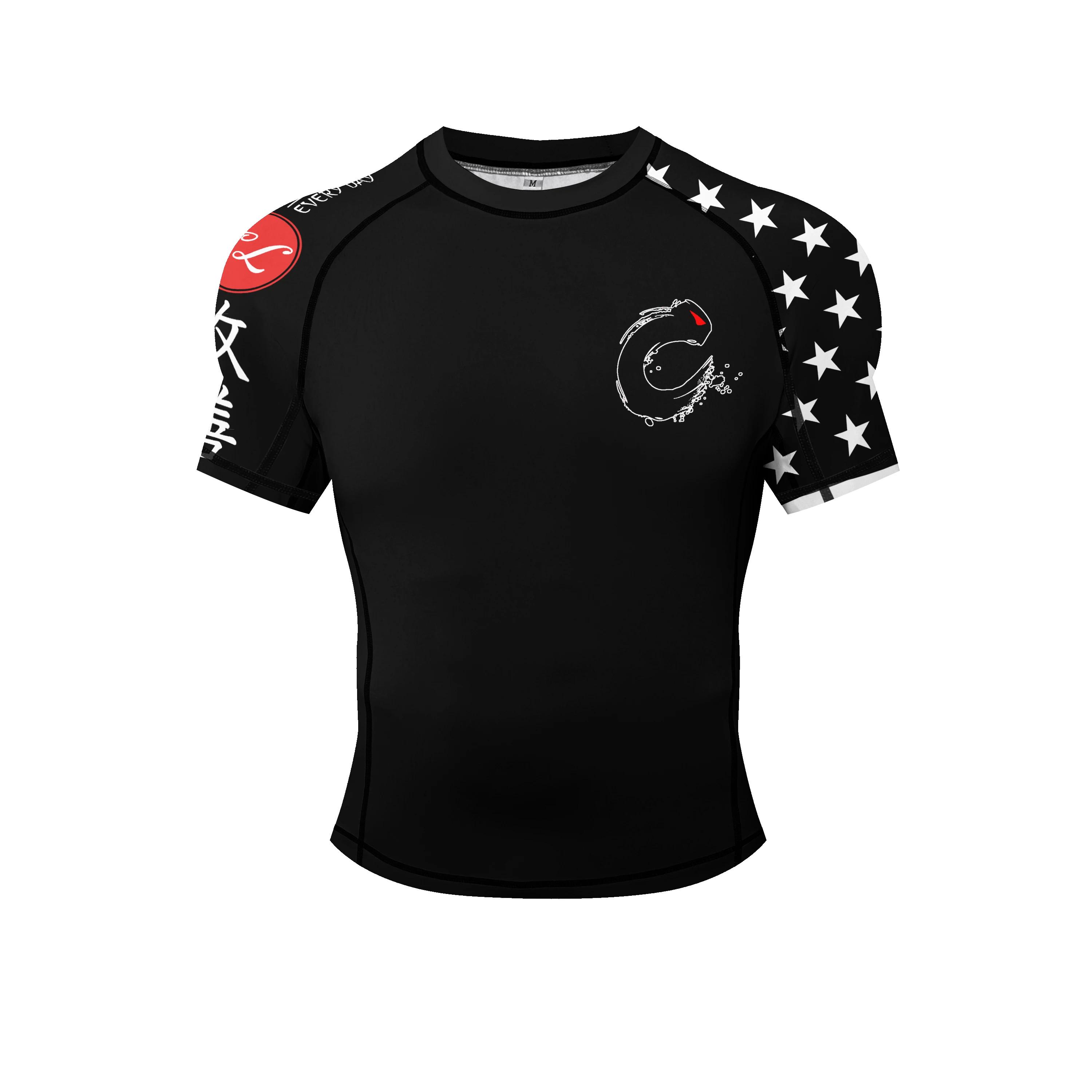 Camiseta masculina de borracha de manga curta, MMA Rash Guard, ginásio Fitness, boxe ao ar livre, Jiu Jitsu Bjj, quente - Image 1