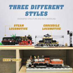 Técnico Train Model Building Blocks Locomotiva a vapor de plástico Idéias de montagem jogáveis Brinquedos ferroviários Presentes para crianças - Image 1
