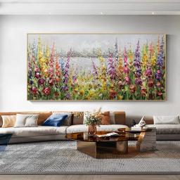 Mintura, faca artesanal flor pintura a óleo sobre tela, imagem de arte moderna, decoração de casa, pôster floral texturizado, suspensão de parede - Image 2