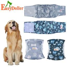Fralda masculina lavável para cães, bonito desenho animado pata impressão padrão, pet calças fisiológicas, fralda reutilizável, barriga banda Wrap fraldas para cães, 2pcs - Image 1