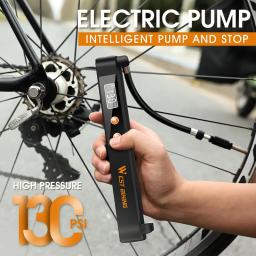 Bicicleta elétrica recarregável Bomba, Auto-Stop pneu Inflator com manômetro, Bicicleta e Motocicleta Bola, 130 PSI, 7.4V, 1500mAh - Image 2