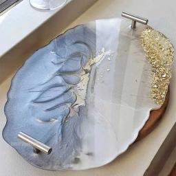 2 pçs bandeja de silicone molde diy grande retângulo bandeja resina uv molde cristal cola epoxy silicone molde frutas disco placa chá tabletop coaster - Image 6
